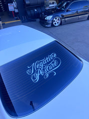 Chrome Lucky script vinyl sticker 20 inch width