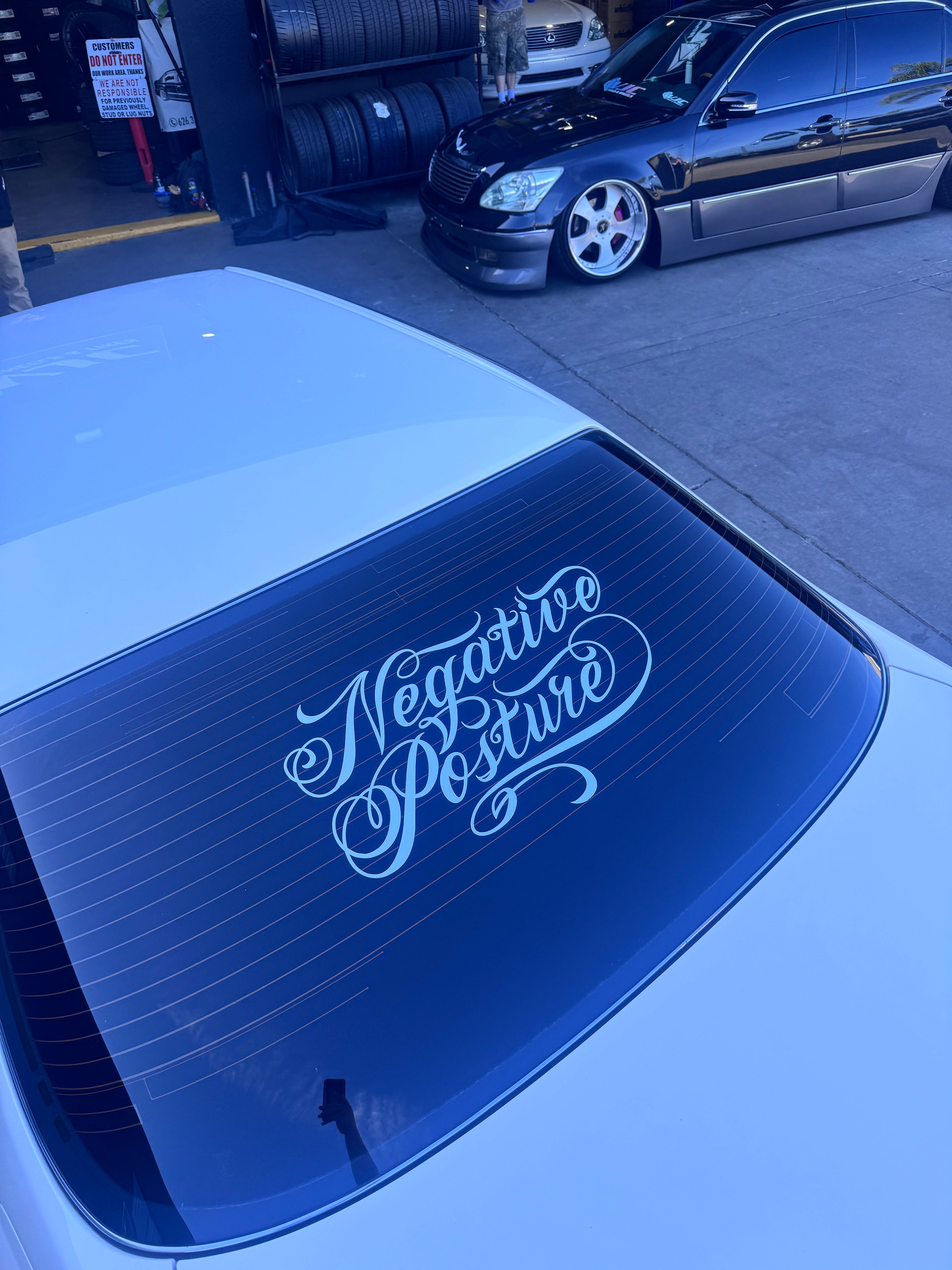 Chrome Lucky script vinyl sticker 20 inch width