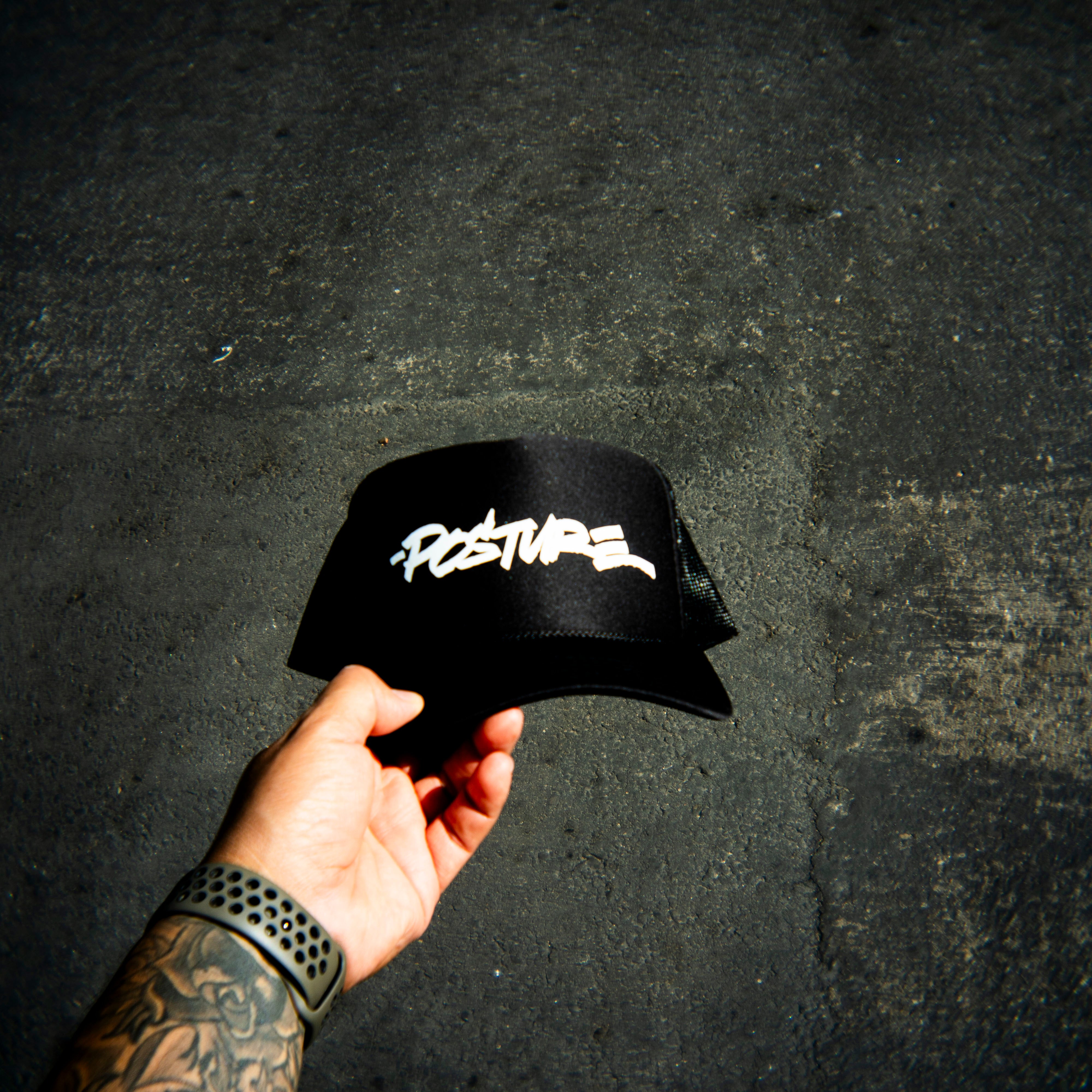 Marshall Script Black Trucker Hat