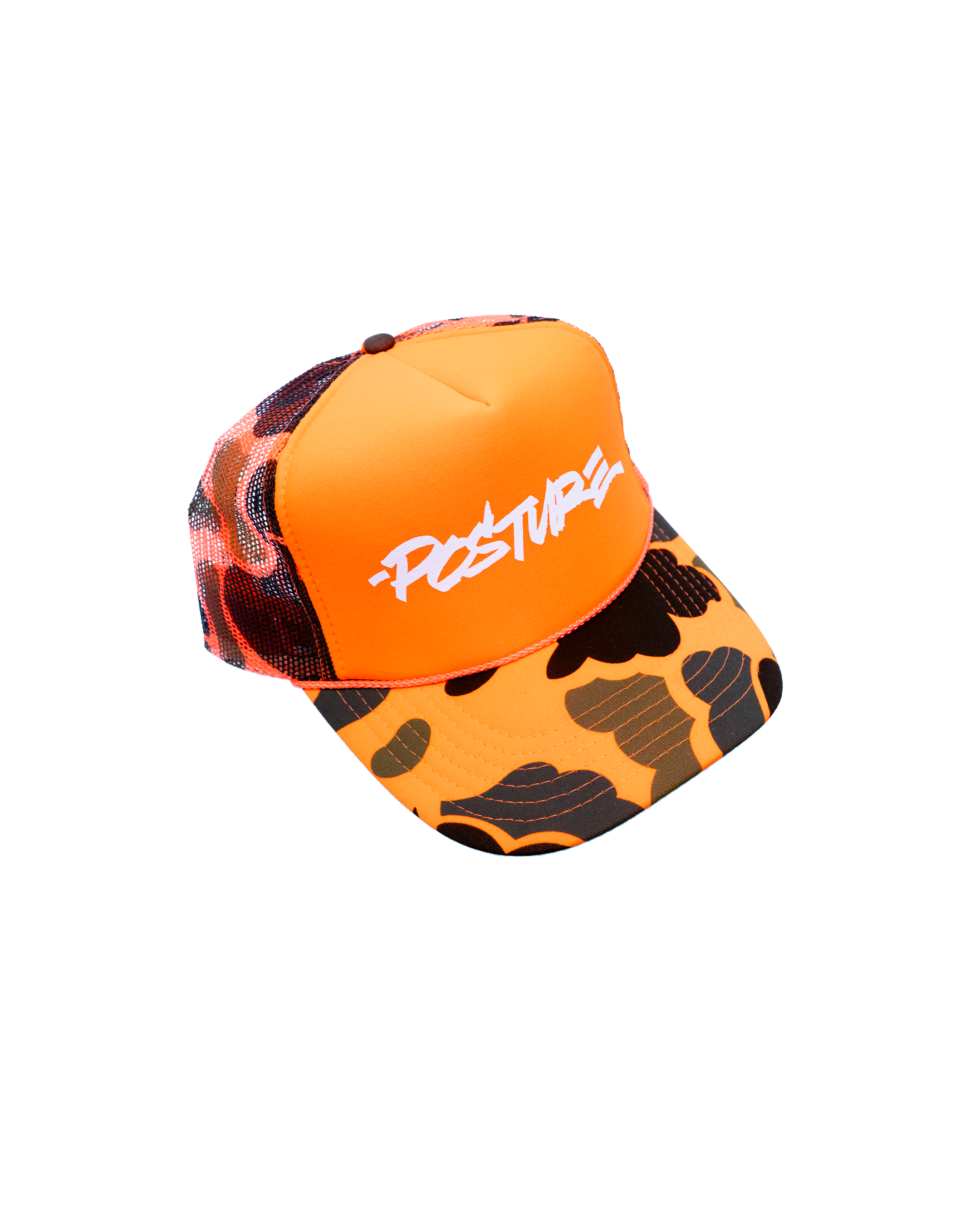 Marshall Script Orange Camo Trucker Hat