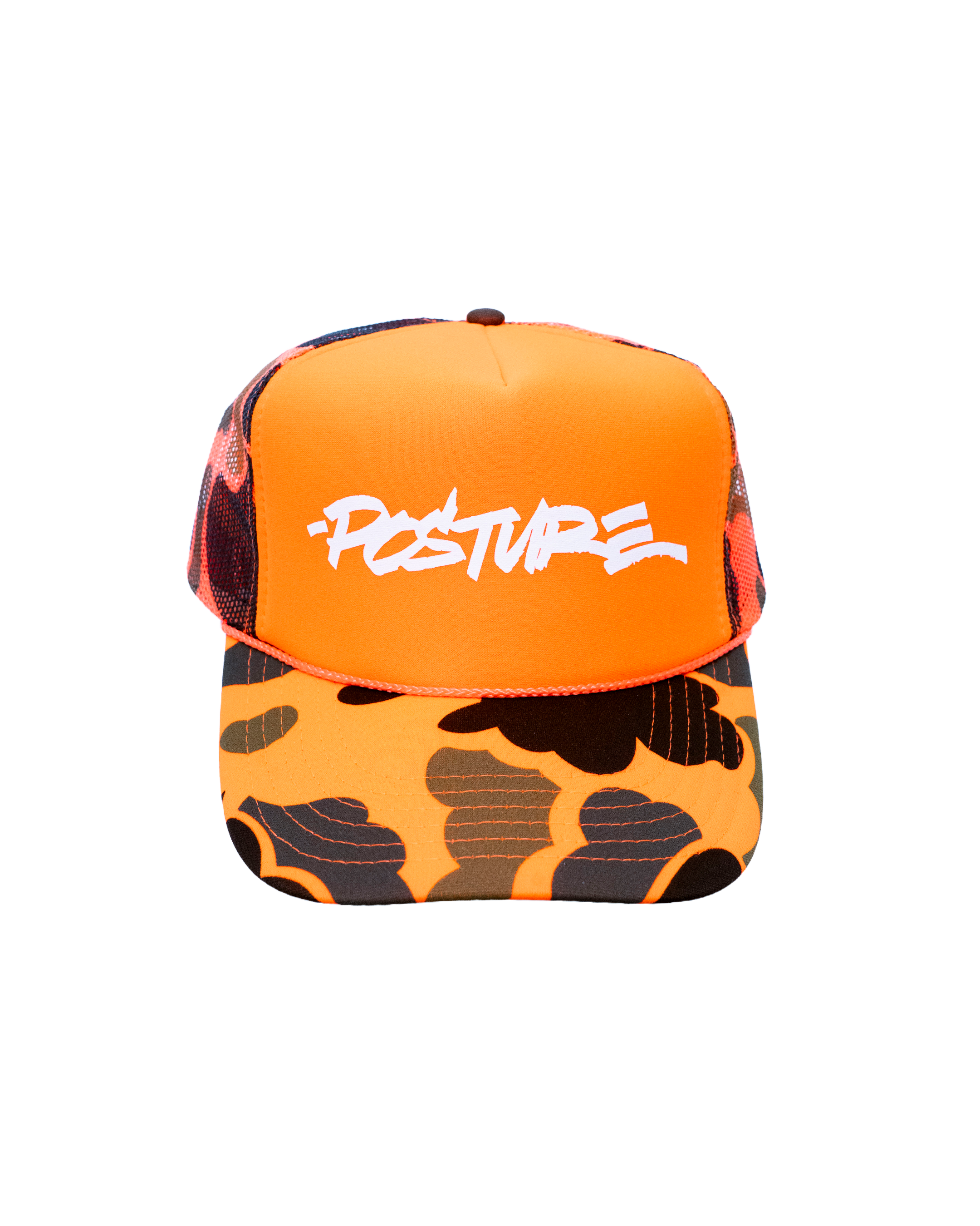 Marshall Script Orange Camo Trucker Hat