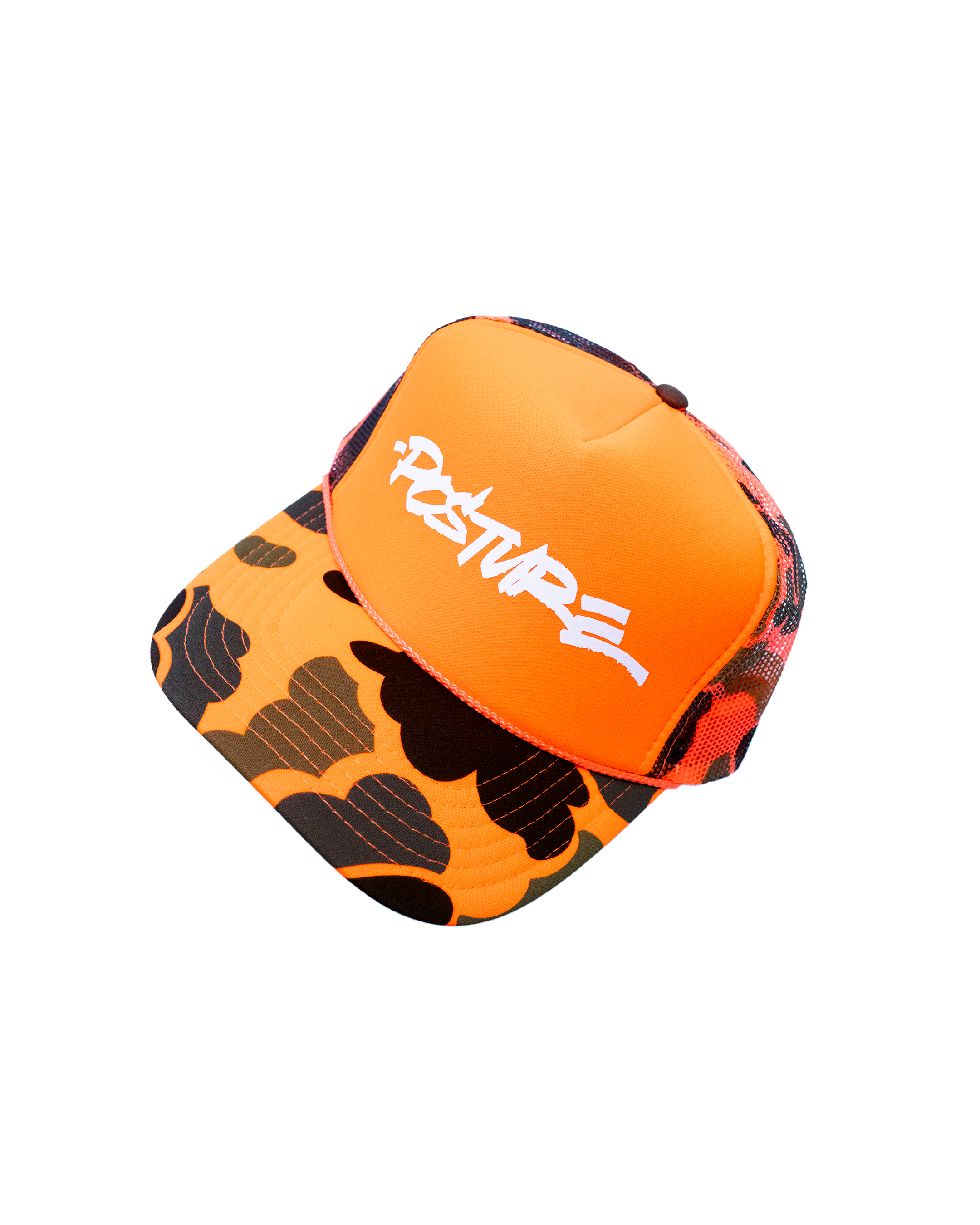 Marshall Script Orange Camo Trucker Hat